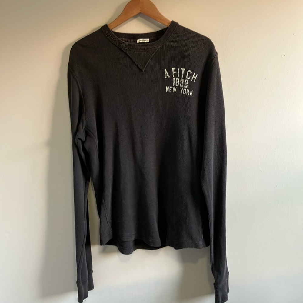 Abercrombie & Fitch Men’s Black Long Sleeve Thermal Tee, Size XL